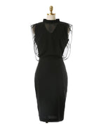 Loose Sleeveless Gauze Hollow See-Through Split-Joint Zipper Stand Collar Evening Dresses Midi Dresses