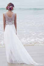 Strand Brautkleider A-Linie V-Ausschnitt Kurze Schleppe Sexy Brautkleid WD526