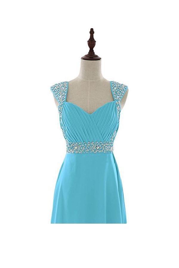 Vestidos de fiesta largos de gasa con cuentas 2016 para damas de honor BD011