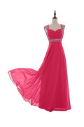 Vestidos de fiesta largos de gasa con cuentas 2016 para damas de honor BD011
