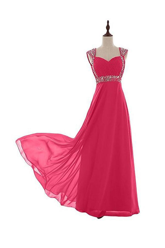 Vestidos de fiesta largos de gasa con cuentas 2016 para damas de honor BD011