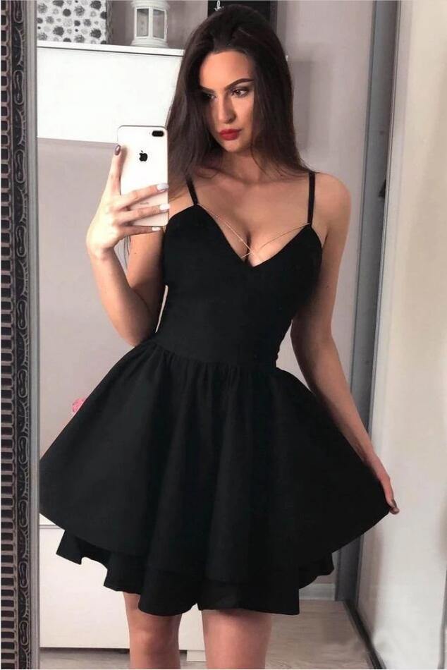 Wunderschöne schwarze kurze A-Linie Sweetheart Ballkleider