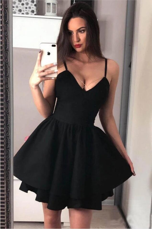 Wunderschöne schwarze kurze A-Linie Sweetheart Ballkleider