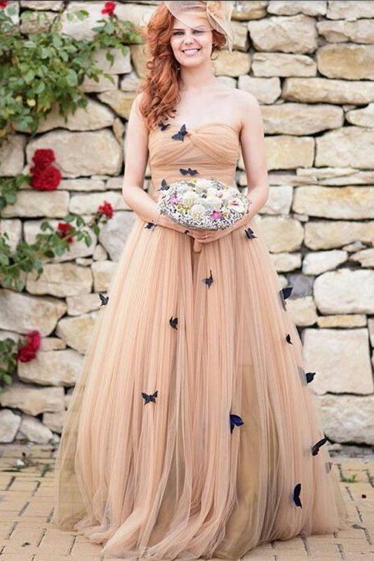 Wunderschöne Schmetterling Brautkleider Sweetheart Rüschen Brautkleid WD429