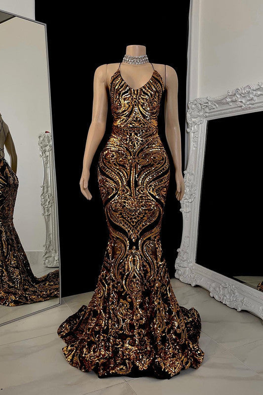 Wunderschönes Neckholder-Criss-Cross-Meerjungfrau-ärmelloses Ballkleid