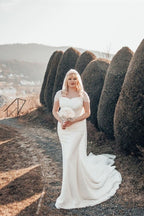 Wunderschönes langes, glitzerndes, schulterfreies Meerjungfrauen-Brautkleid mit Pailletten