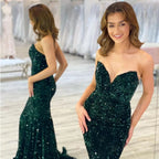 Beautiful Long Mermaid Sequined Sleeveless Prom Dress