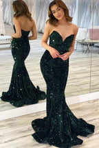 Beautiful Long Mermaid Sequined Sleeveless Prom Dress