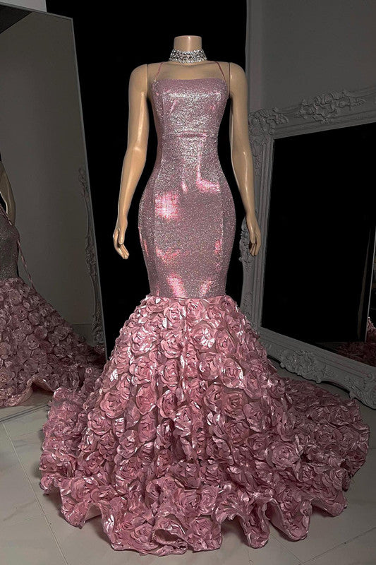 Wunderschönes langes ärmelloses Meerjungfrau-Ballkleid mit Spaghettiträgern