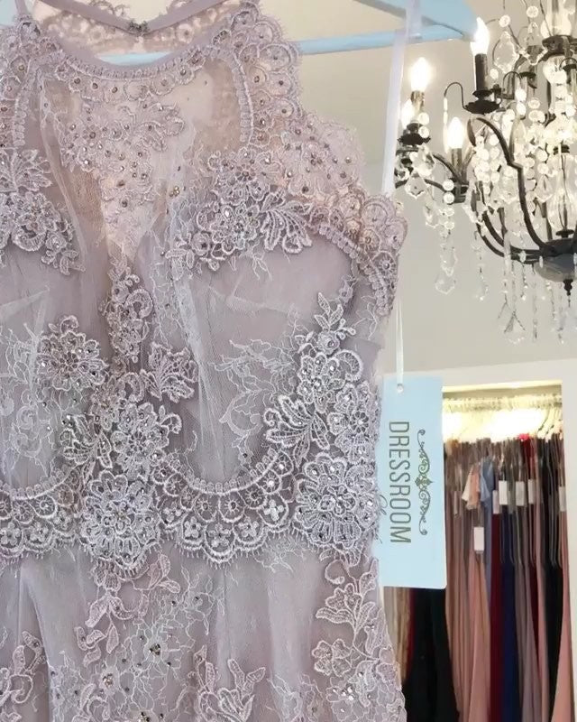 Wunderschöne kurze lila Meerjungfrau-Spitzen-Ballkleider