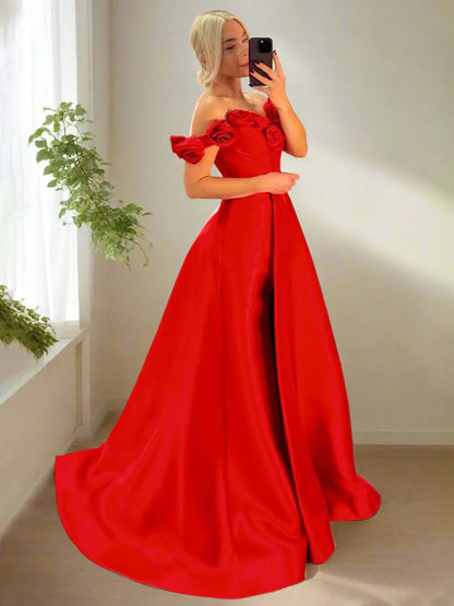 Benson | Vestido de fiesta fucsia con escote tipo corsé y hombros descubiertos