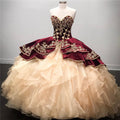 El mejor vestido de quinceañera de organza con escote corazón y largo.