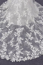 Bestes langes Meerjungfrau-Brautkleid mit Spaghettiträgern und Spitzenapplikationen