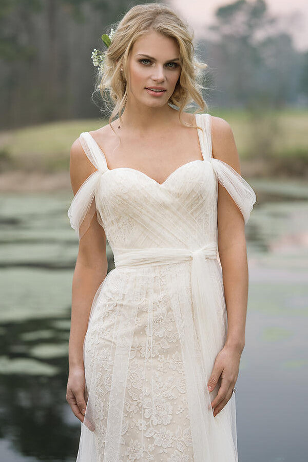 El mejor vestido de novia largo de tul con encaje