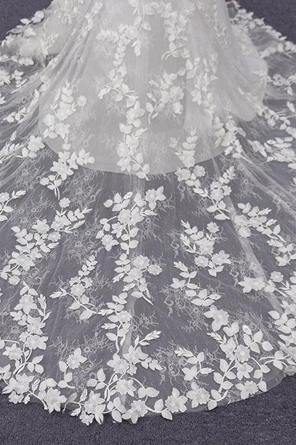 Bestes Meerjungfrau-Brautkleid mit Spaghettiträgern und Applikationen 