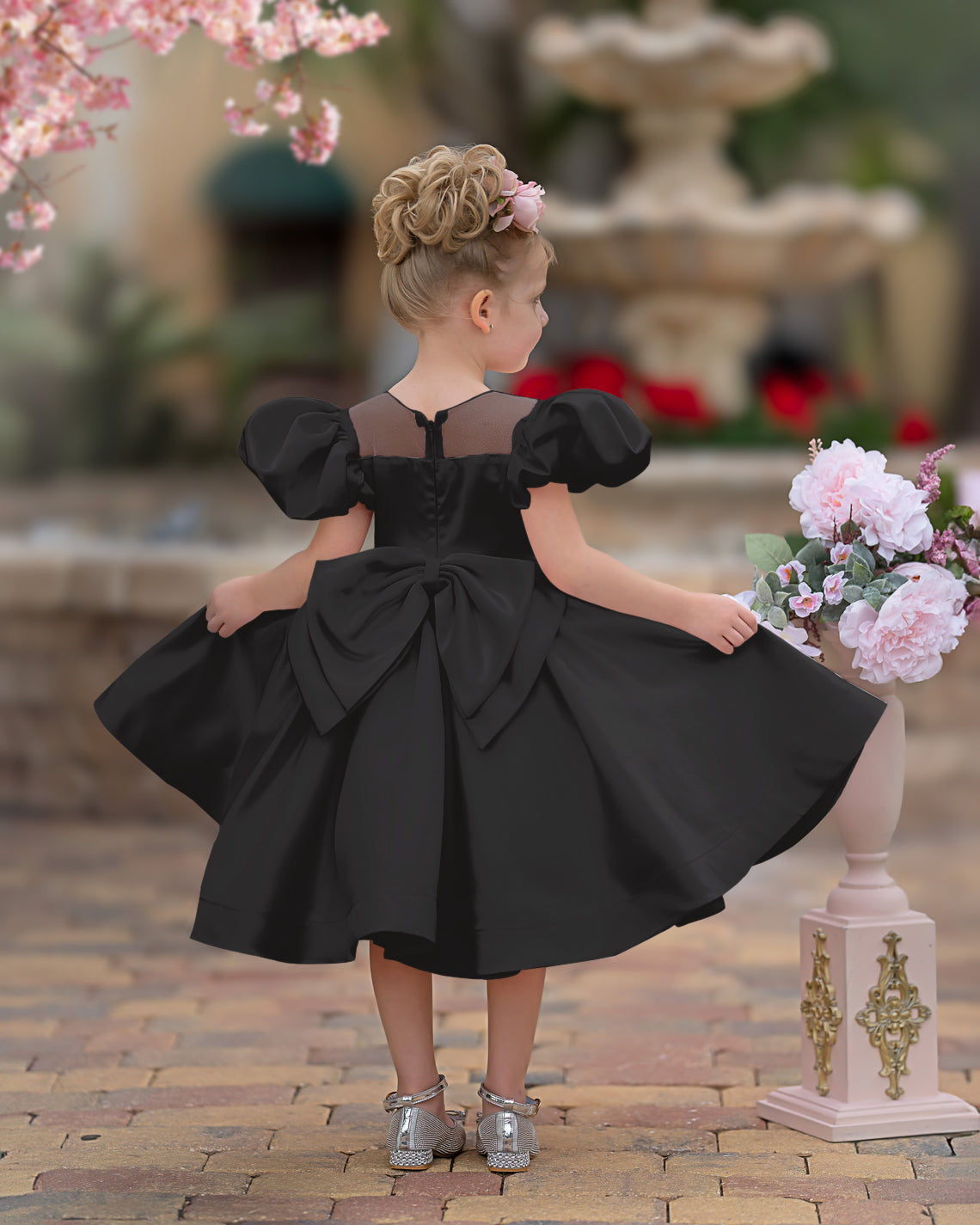 Duchesse-Linie/Princess-Linie Satin Knielang Blumenmädchenkleid 