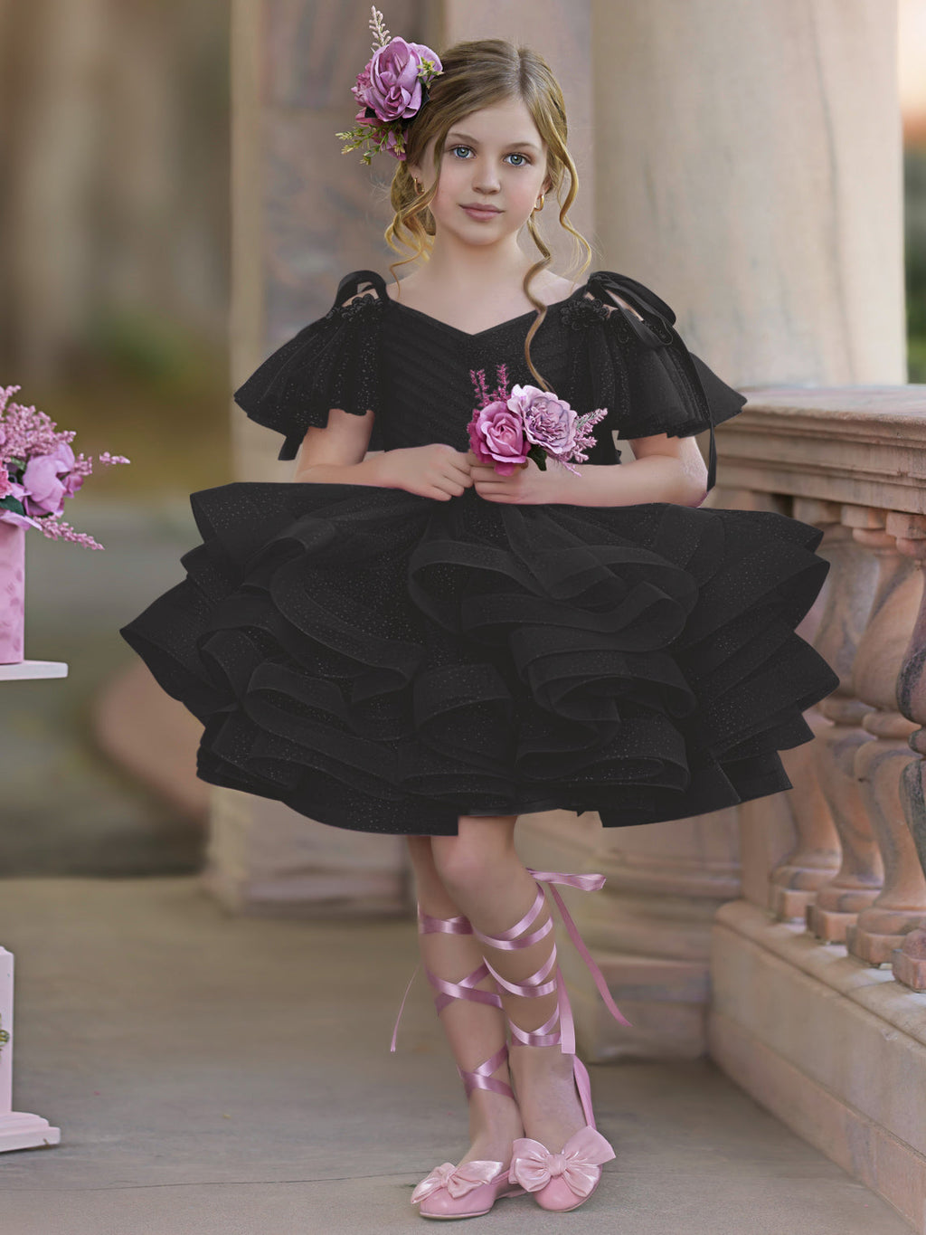 Ballkleid/Princess-Linie Tüll Knielang Geburtstagskleid für Blumenmädchen 