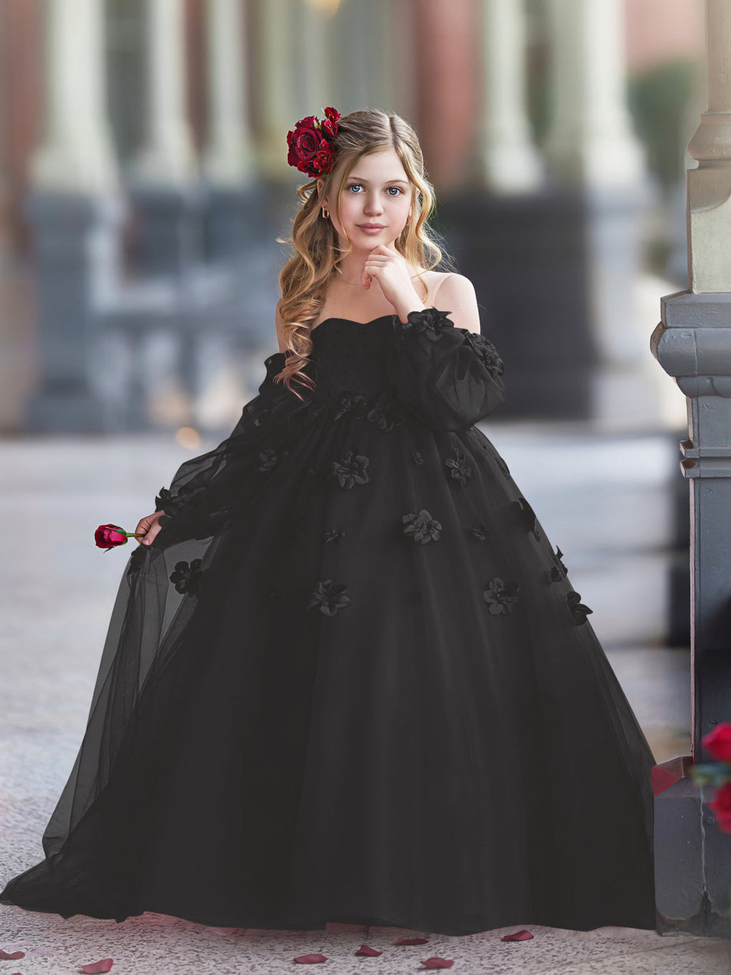 Vestidos de niña de las flores con vestido de princesa y flores en 3D