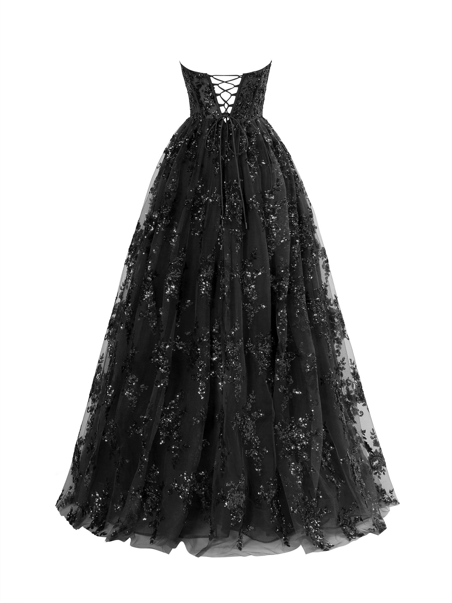 Zara | Vestido de fiesta largo plisado sin tirantes y corte en A con apliques