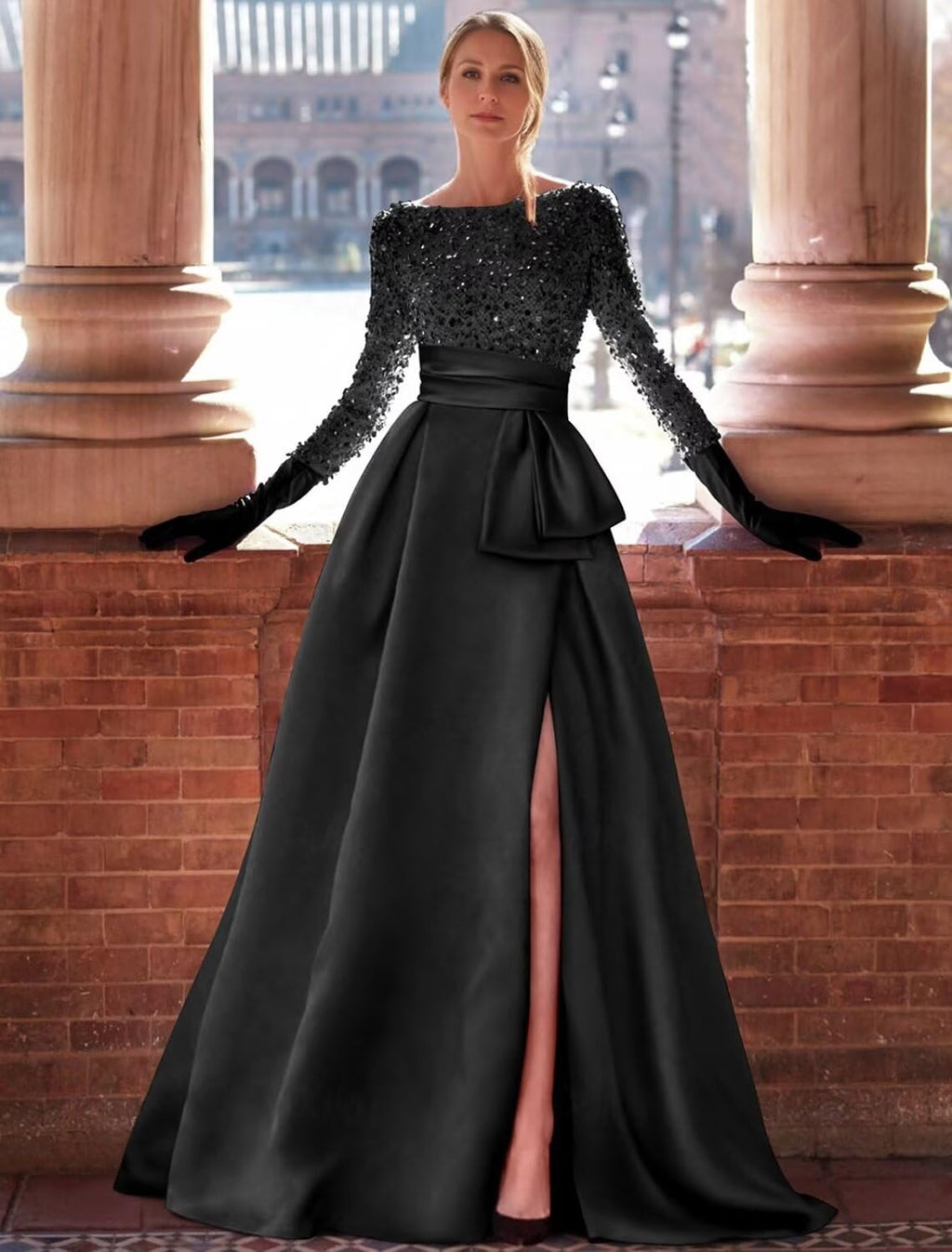 goldene Abendkleider goldenes Kleid Abendkleid mit hohem Schlitz