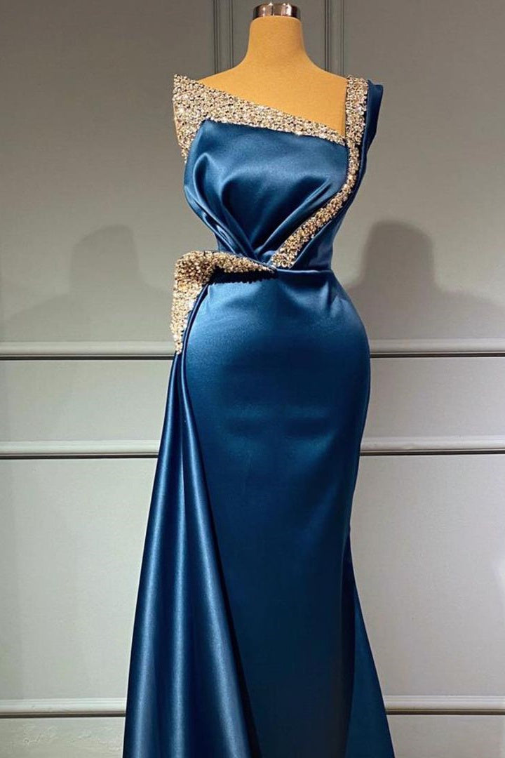 Blaues Abendkleid Lange Ballkleider in Glitzer