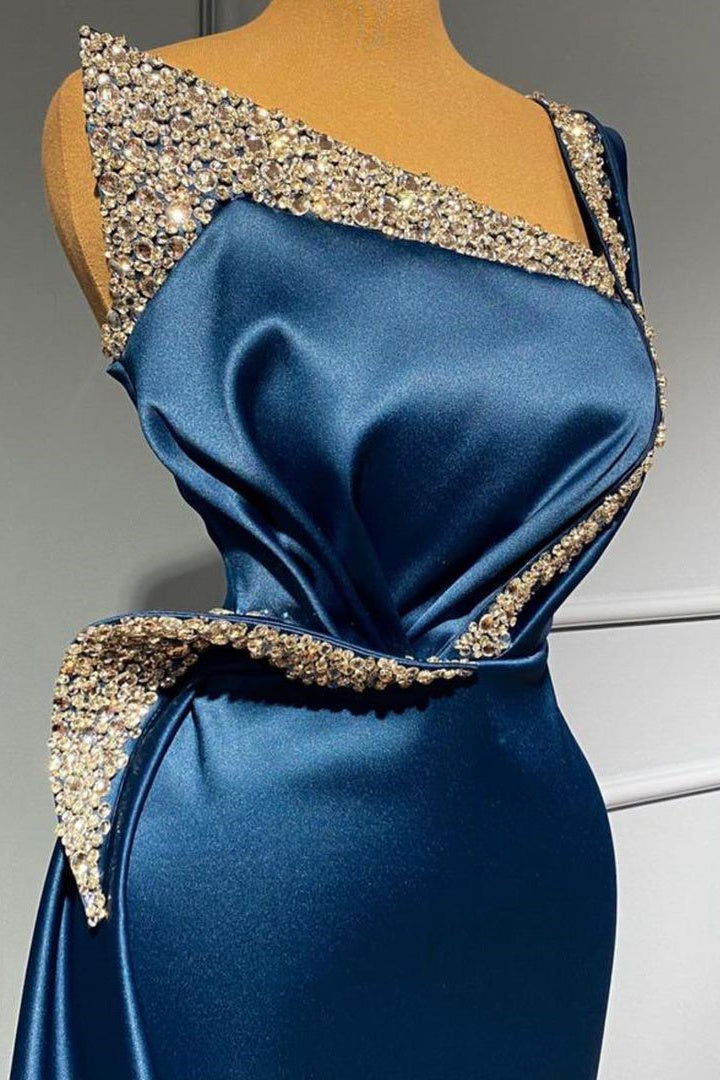 Blaues Abendkleid Lange Ballkleider in Glitzer