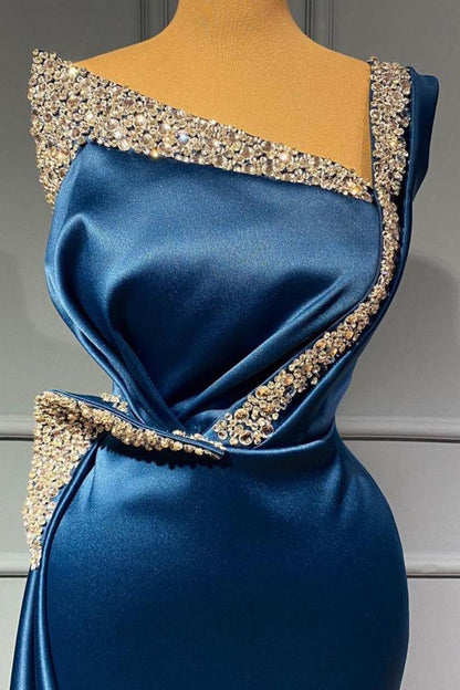 Blaues Abendkleid Lange Ballkleider in Glitzer
