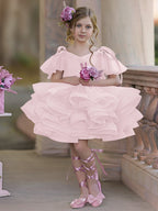 Vestido de fiesta/princesa de tul hasta la rodilla para niña de las flores de cumpleaños
