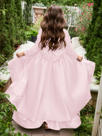 Vestido de niña de las flores asimétrico de satén con corte A