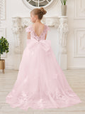 Ivory Detachable Train Princess First Communion Flower Girl Dress