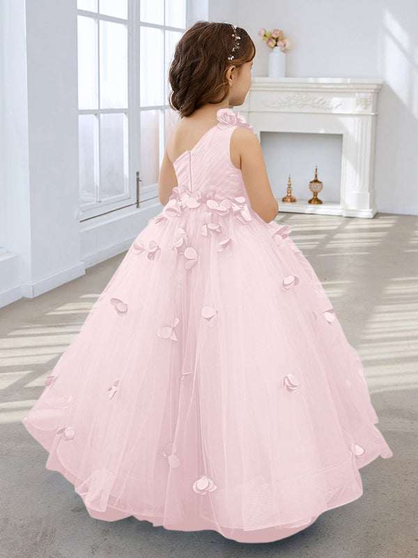 Duchesse-Linie/Princess-Linie Tüll Bodenlang Blumenmädchenkleid 