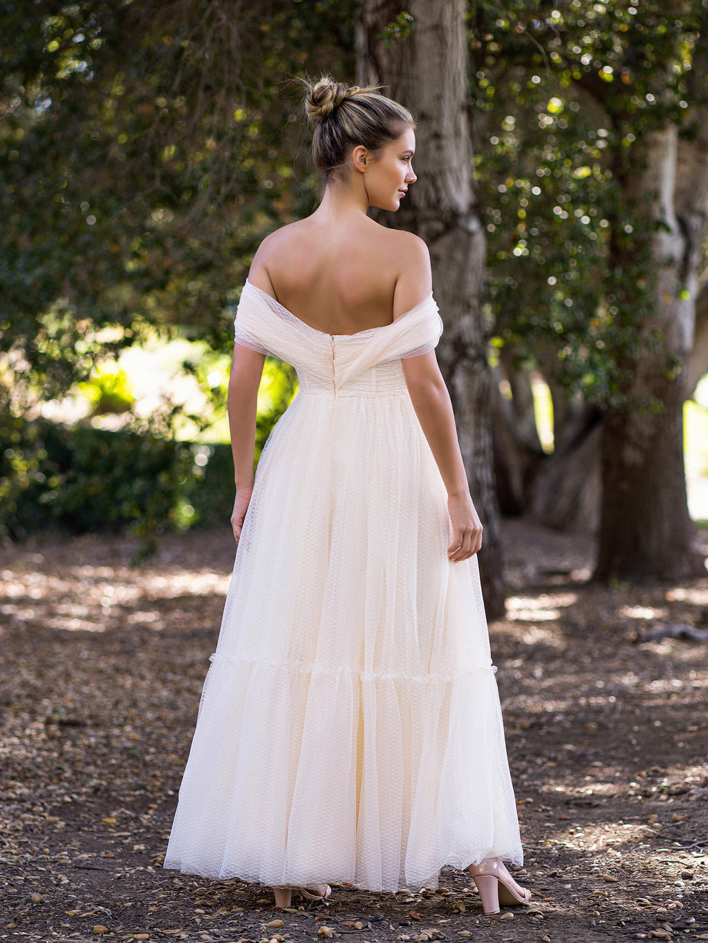 Boho A-Linie Off-Shoulder Tüll Ballkleid
