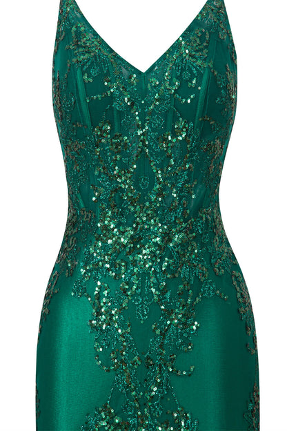 Brooklyn | Vestido de fiesta corto de satén con escote en V y apliques