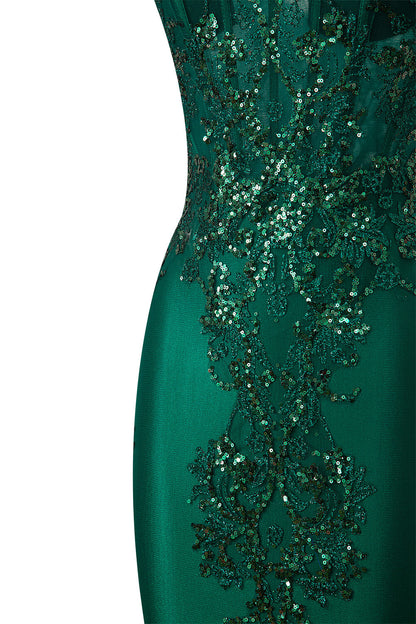 Brooklyn | Vestido de fiesta corto de satén con escote en V y apliques