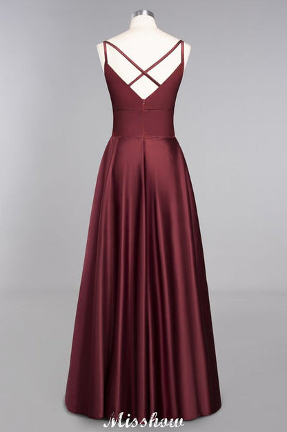 Burgundy Evening Maxi Dress Charming V-Neck Backless Wedding Party Dress