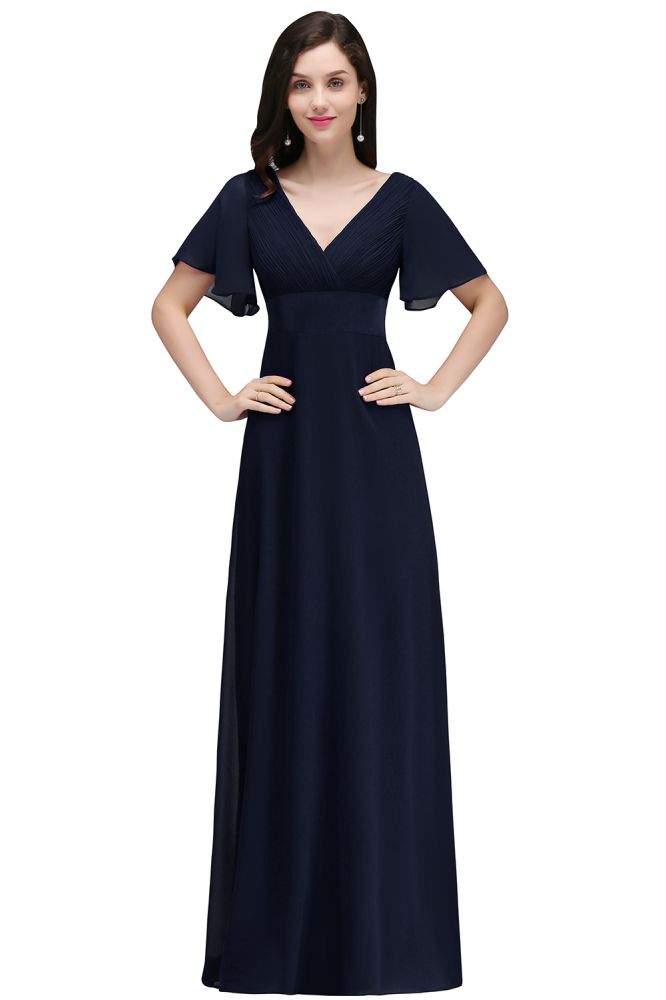 Vestido de fiesta de gasa burdeos hasta el suelo, corte A