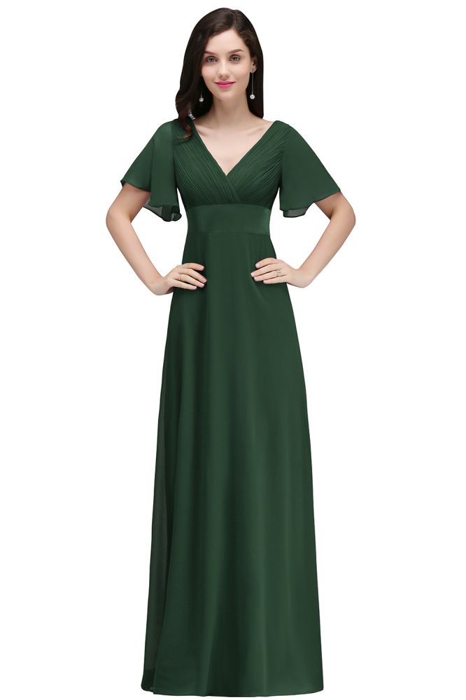 Vestido de fiesta de gasa burdeos hasta el suelo, corte A