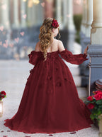 Vestidos de niña de las flores con vestido de princesa y flores en 3D