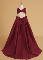 Duchesse-Linie/Princess-Linie Satin Sweep/Pinsel zug Blumenmädchenkleid 