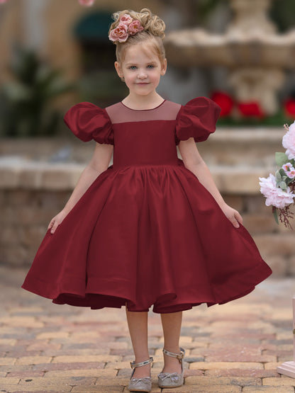 Duchesse-Linie/Princess-Linie Satin Knielang Blumenmädchenkleid 