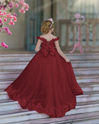 Vestido de fiesta/princesa de encaje con cola larga, color rosa, para cumpleaños