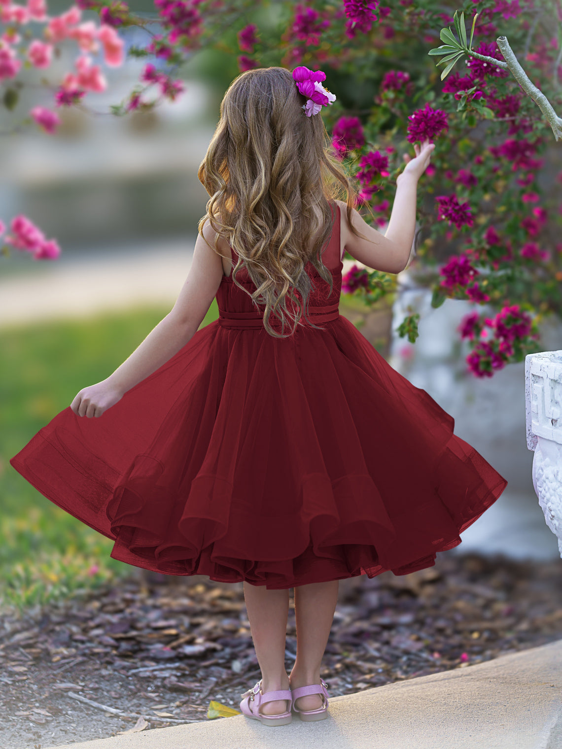 Duchesse-Linie/Princess-Linie Tüll Knielanges Blumenmädchenkleid 
