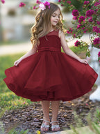 Vestido de fiesta/princesa de tul hasta la rodilla para niña de las flores