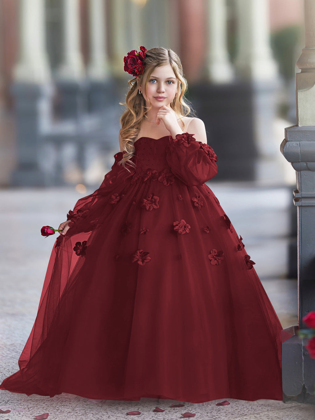 Vestidos de niña de las flores con vestido de princesa y flores en 3D