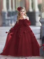 Vestidos de niña de las flores con vestido de princesa y flores en 3D