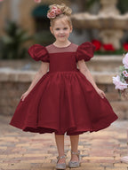 Duchesse-Linie/Princess-Linie Satin Knielang Blumenmädchenkleid 