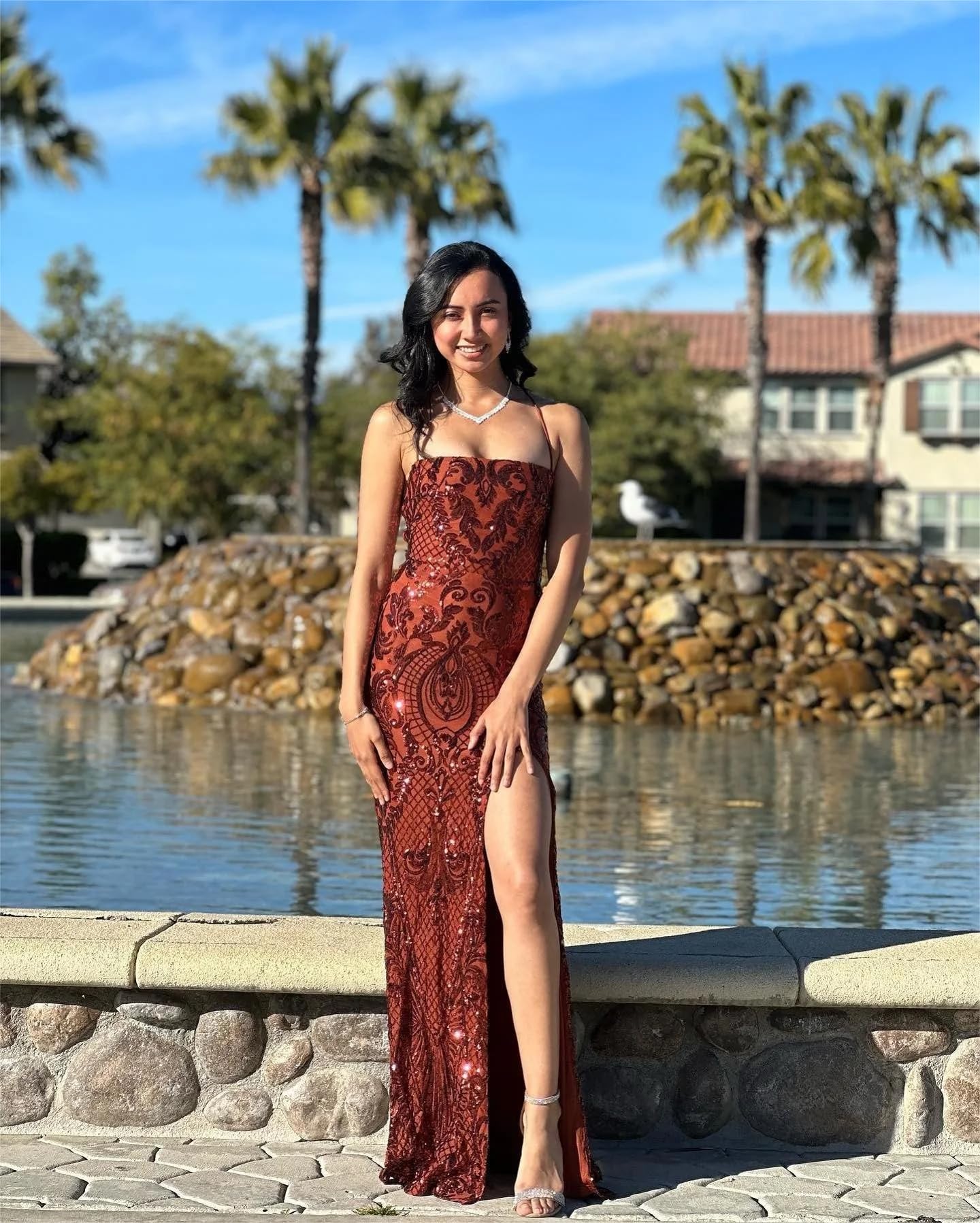 sequin mermaid dress corset prom dress with slit