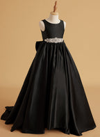 Duchesse-Linie/Princess-Linie Satin Sweep/Pinsel zug Blumenmädchenkleid 