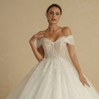 Ivory Beading Princess Wedding Dresses For Bride Off The Shoulder Sleeveless Women Glitter Ball Bridal Gown Robes-payinti