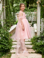 A-Linie Organza Tee-Länge Rosa Kleid (010220821) 